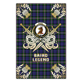 Clan Baird Modern Tartan Crest Black Garden Flag  - Gold Thistle Legend  KF92 Clan Baird Tartan Today